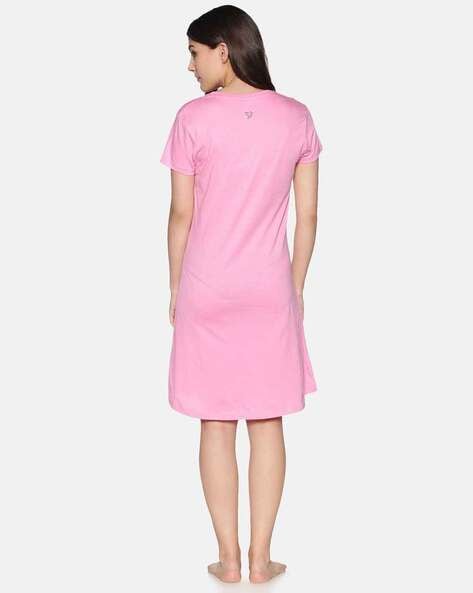 Buy Twin birds Cotton Knee Length Nightdress - Pink at Rs.599