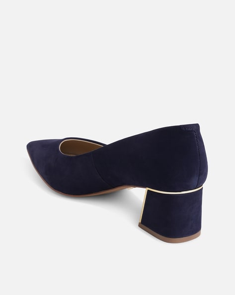 Navy block heels closed toe hot sale