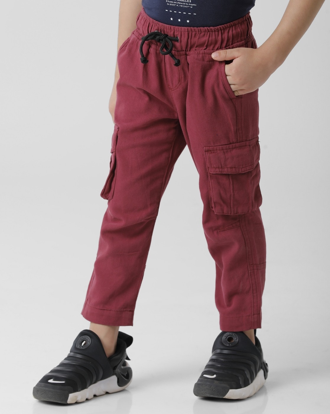 Women's bottom wear: Girls Flap Pocket Cargo Pants - MAROON –  suryasilksonline.com
