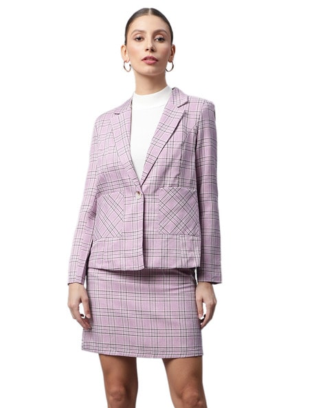 Amazon.com: SweatyRocks Women's Business Suit 2 Pieces Flap Tweed Blazer  Jacket Coat and Skirt Set Black 1 XS : Clothing, Shoes & Jewelry