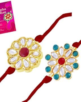 om jewells Set of 2 Tie-Up Rakhis with Greeting Card-picture-24