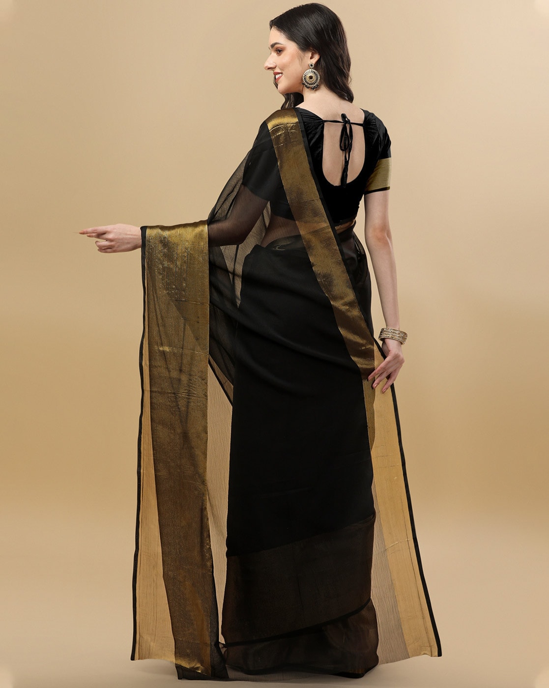 Normal saree #ARD220 ( Black ) - Sarees - ALANKRITHA, Anthinad, Kottayam,  Kerala