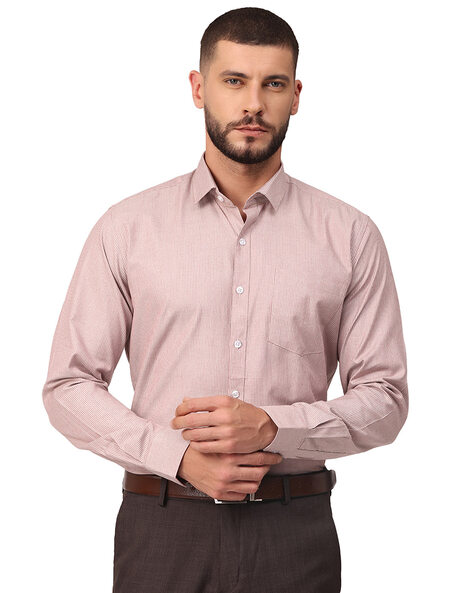 Buy Light Pink Stripes Formal Shirt Online