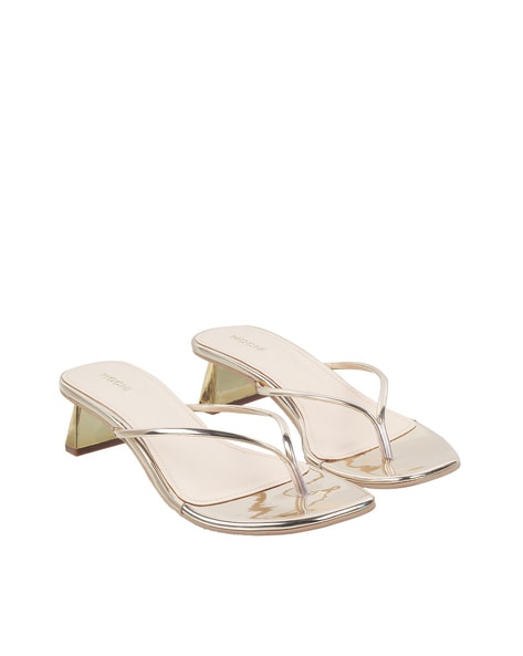 Buy Gold Heeled Sandals for Women by Mochi Online