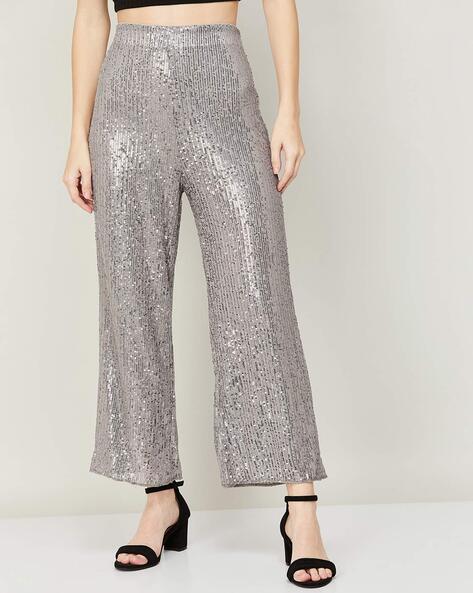 Minnie Metallic Straight Jean - Silver - MESHKI U.S