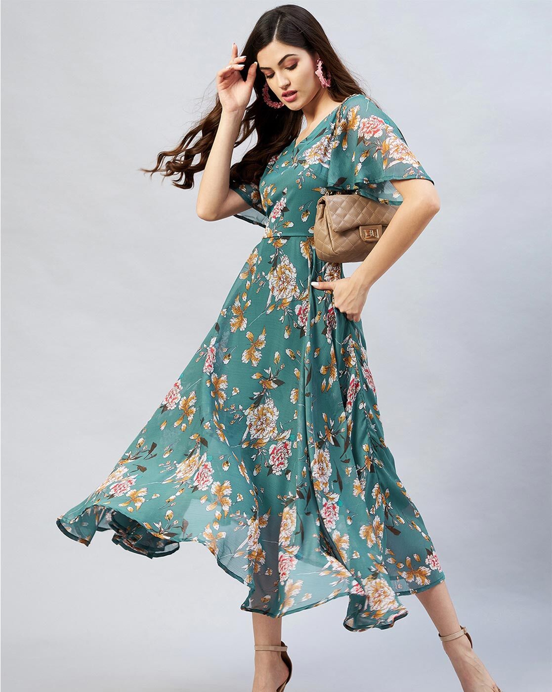 Teal best sale floral dress