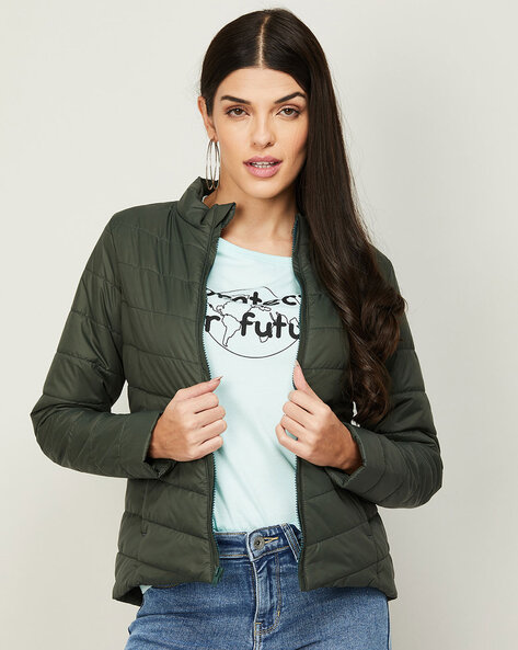 Buy FOREVER 21 Olive Green Jacket - Jackets for Women 1279142 | Myntra