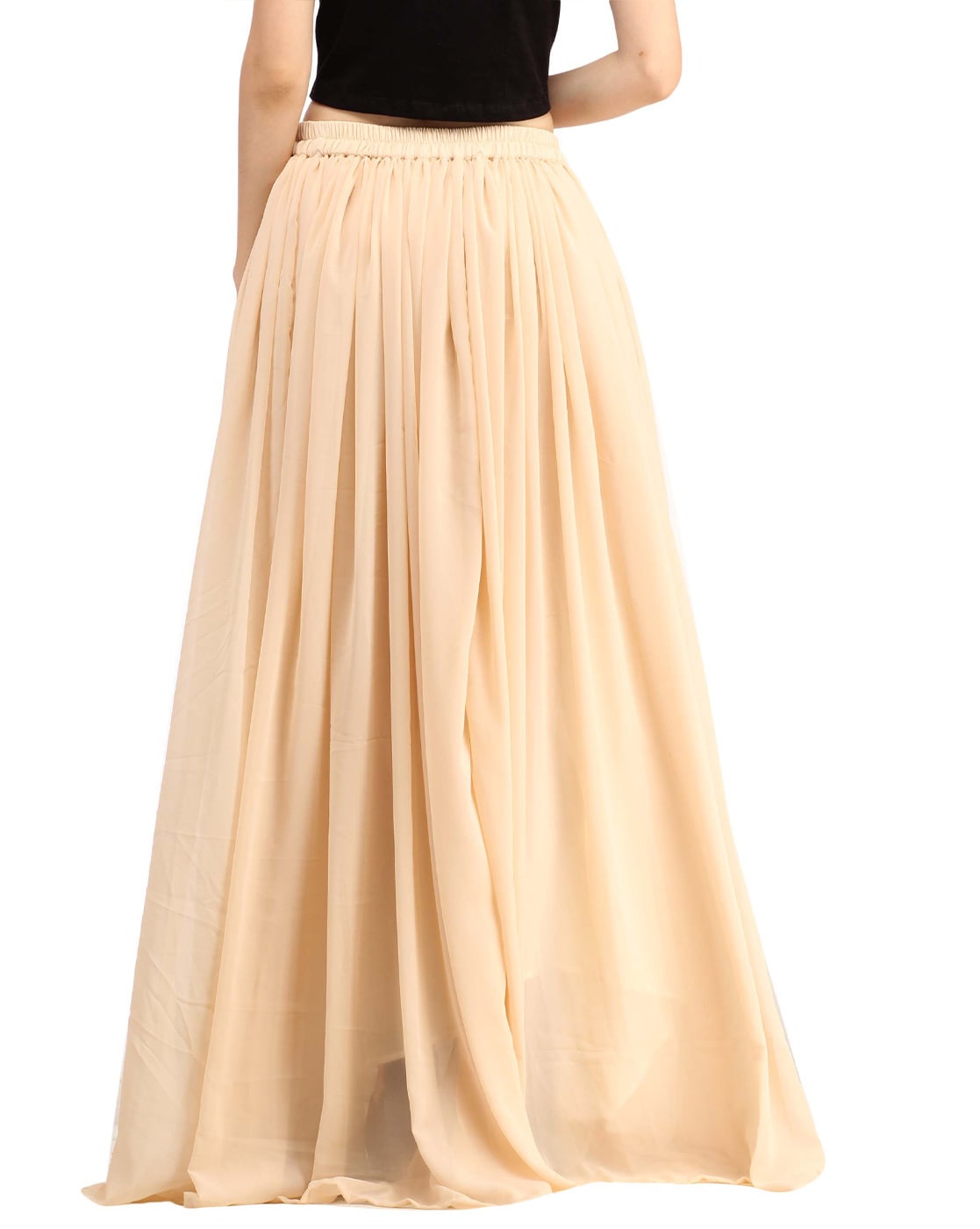 Skirt 2024 Womens Large Beige Floral Linen Blend Maxi Elastic Waist- 4236