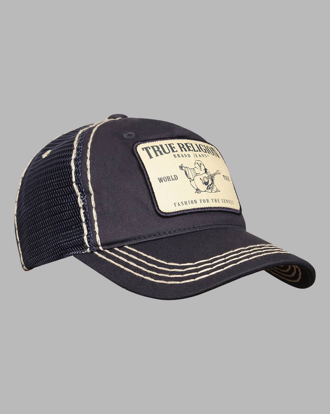 Buy TRUE RELIGION Logo Print Baseball Cap Indigo Color Men