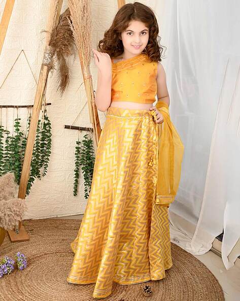 Buy Designer Sarees, Salwar Kameez, Kurtis & Tunic and Lehenga Choli.Amazing  Yellow Kids Lehenga Choli