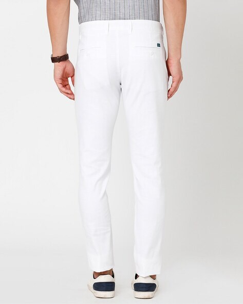 Buy Men White Solid Super Slim Fit Trousers Online  428624  Peter England