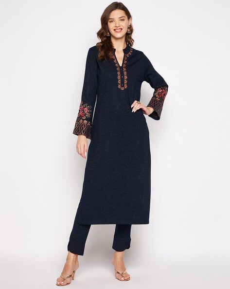 Embroidered Yoke Straight Kurta Suit Set