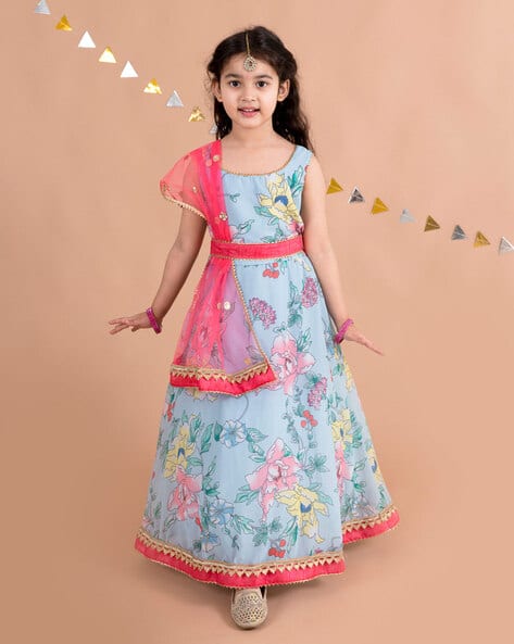 Pspeaches Floral Print Kurta & Dupatta Set