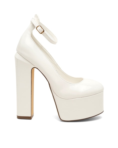 Blanca White Patent Platform Stiletto Sandal – CelebWigs