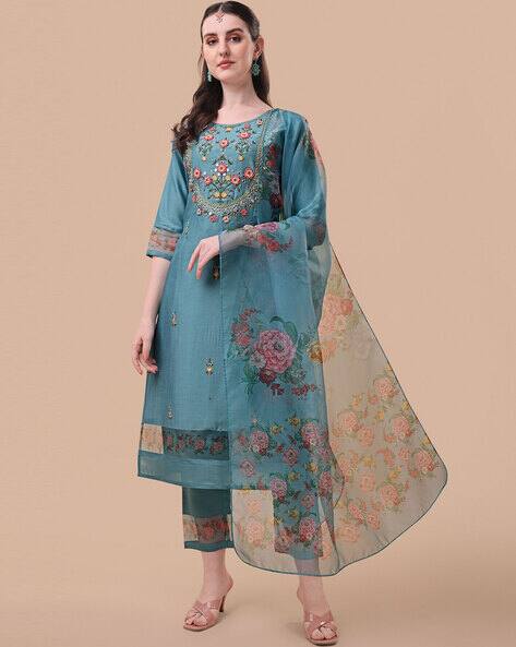 Embroidered Straight Kurta Set