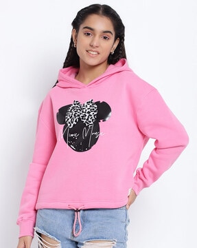 Girl in pink on sale hoodie