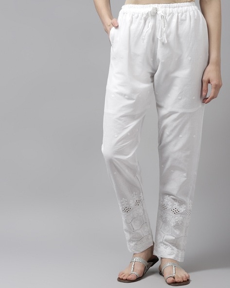 Luxury Silk Trousers in White | La Perla