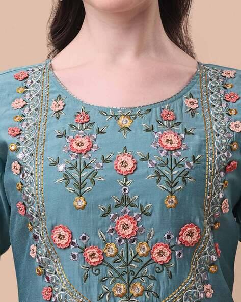 Embroidered Straight Kurta Set