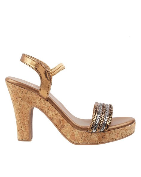 Buy Mochi Women Gold Party Sandals Online