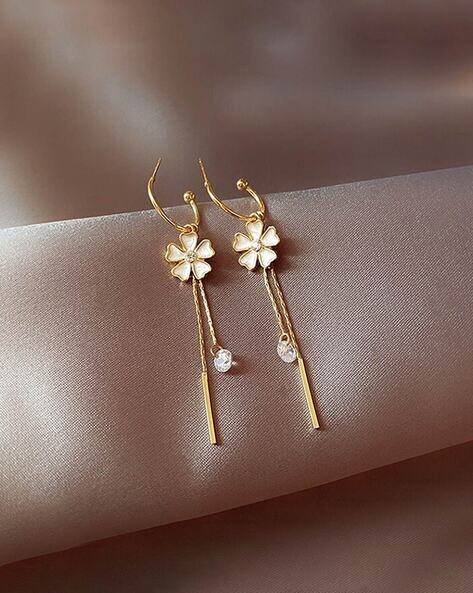 Buy Gold-Toned White Earrings for Women by Yellow Chimes Online