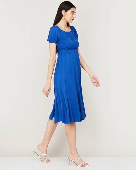 princess polly baby blue dress BUSA Maternity Lace-Up Waist Chiffon Maxi Length Hijab Dress Blue- Trendyol
