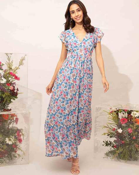 Flower Print Button Front V-neck Short Sleeve Maxi Dress | Maxi dress with  sleeves, Short sleeve maxi dresses, Maxi dress