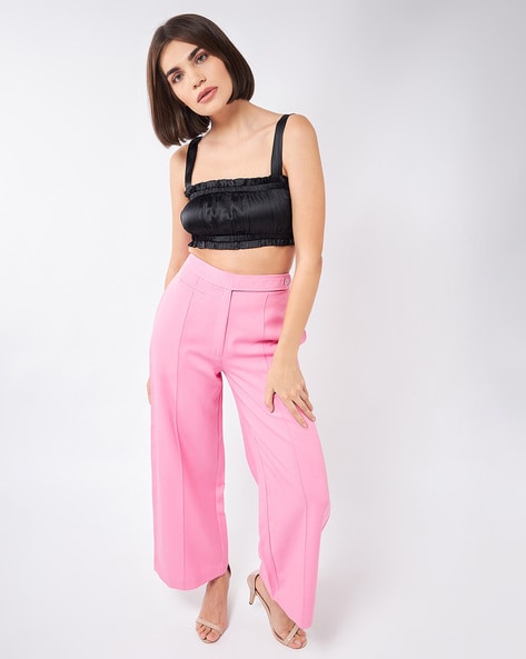 Missguided Plus wide leg trouser in hot pink  ASOS