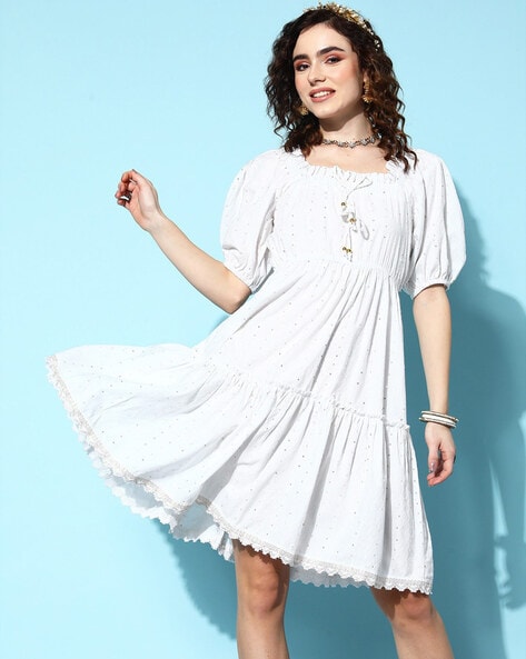 White peasant hot sale dress short