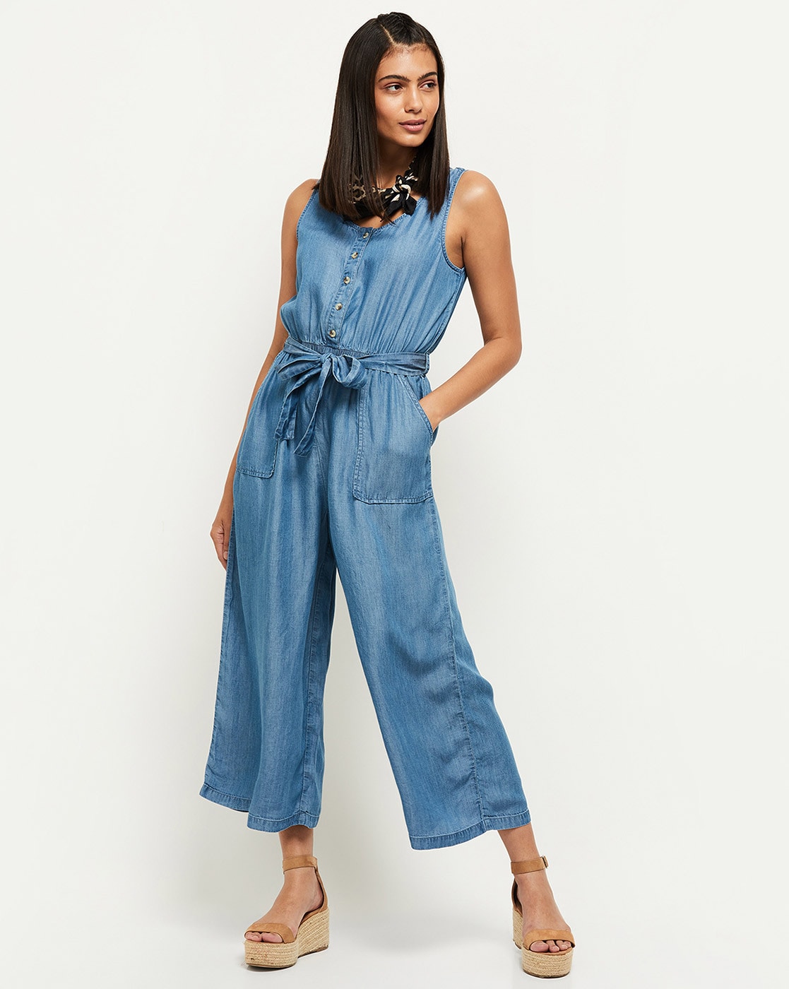 Buy Light Blue Jumpsuits &Playsuits for Women by MISS CHASE Online | Ajio .com