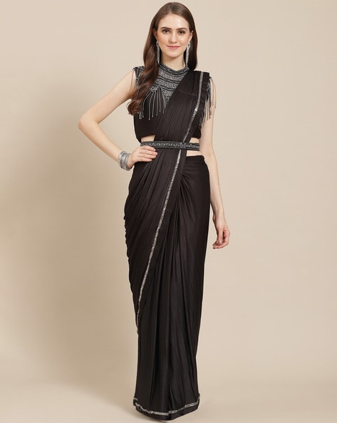 Black One Minute Saree Online at Best Price - Rutbaa