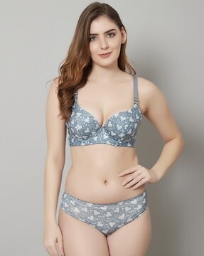 Bra & Panty Set with Metal Accents