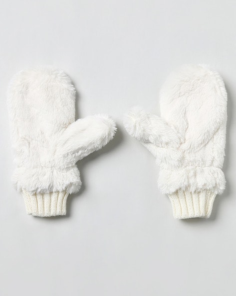 Faux fur shop mittens