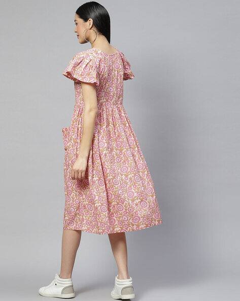 Floral Print Fit Flare Dress - Main Image