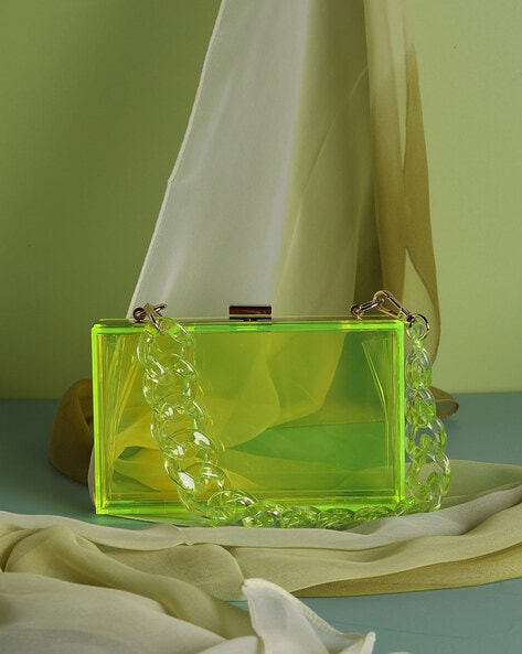 Haute Sauce Yellow Sling Bag Women Transparent Neon Yellow Sling Bag Yellow  - Price in India | Flipkart.com