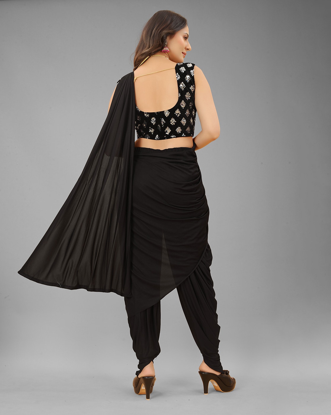 Dhoti Saree With Strappy Blouse Set – Melange Singapore