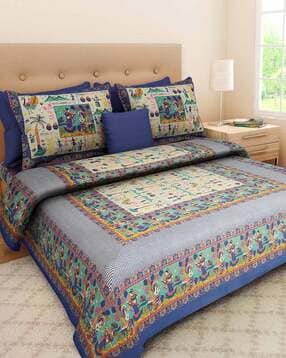 uniqchoice 150 TC Tribal Print Double Bedsheet with Pillow Covers-picture-48