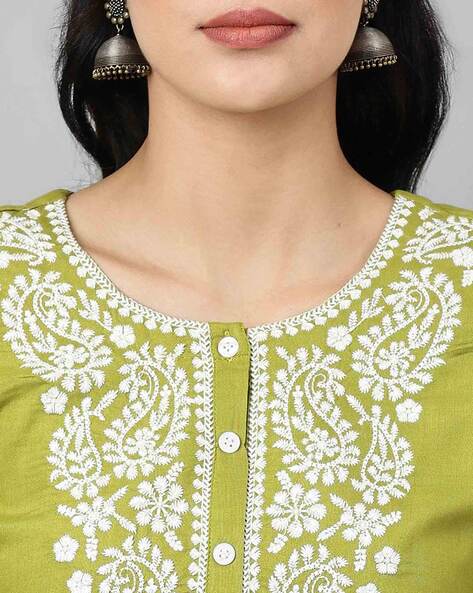 Women Cotton Printed Simple Function Wear Green Kurti VCK1528 – Ahika