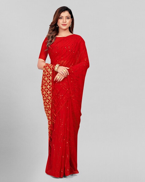 Marvelous Red Georgette Saree Online – Cygnus Fashion