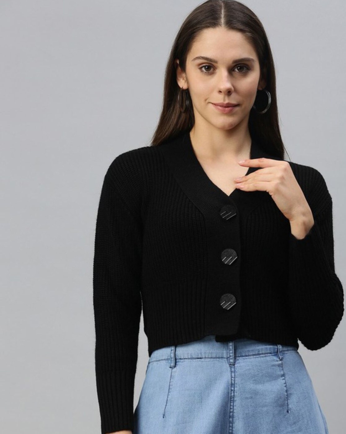 Black hotsell button cardigan