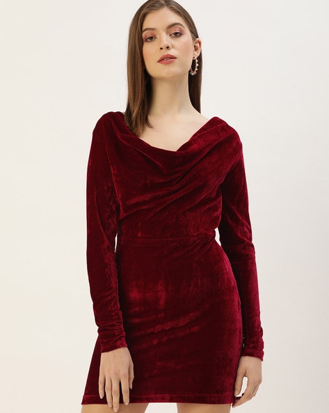 Buy Kazo Teal Velvet Bodycon Dress for Women's Online @ Tata CLiQ