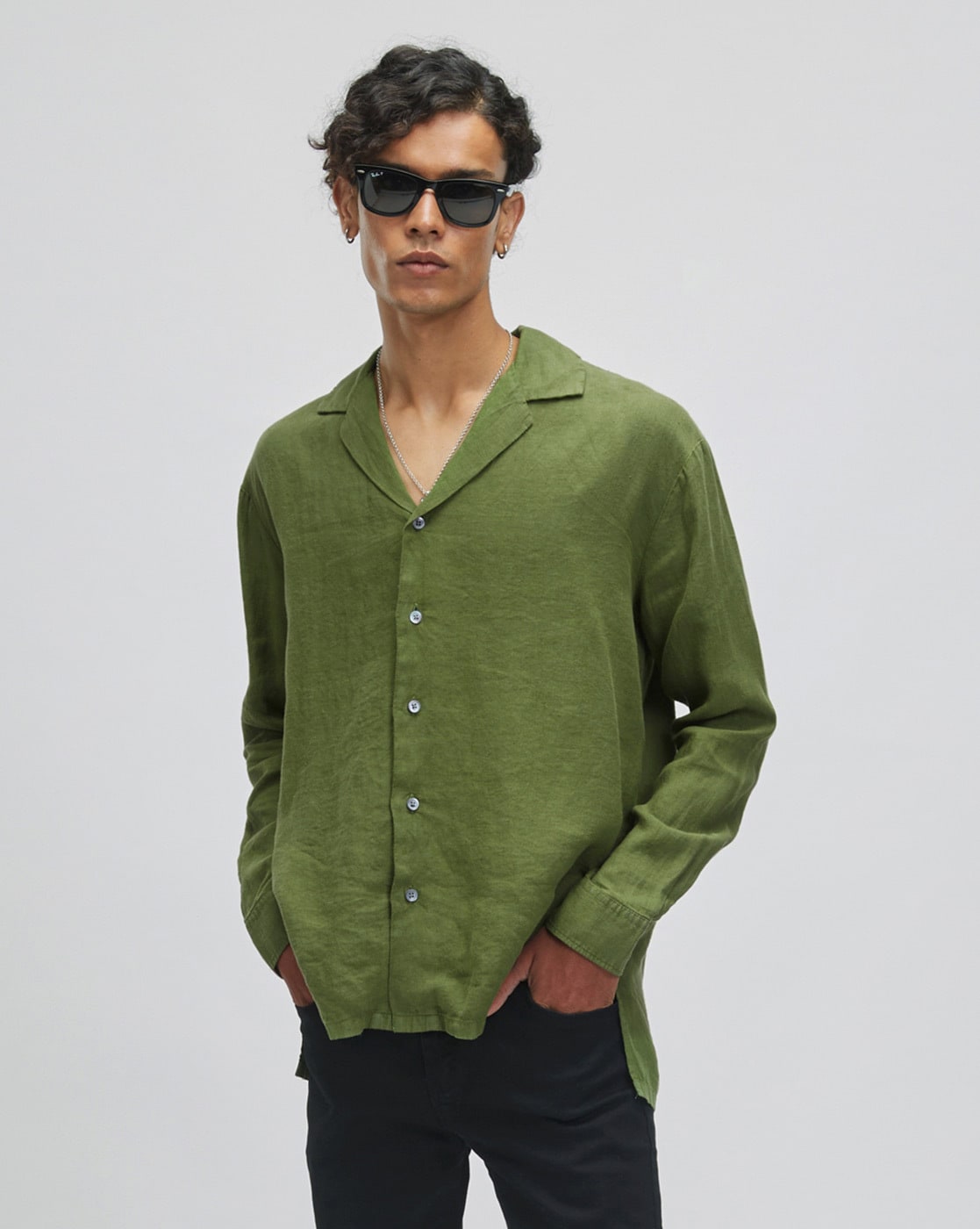 Shirt with Cuban Collar