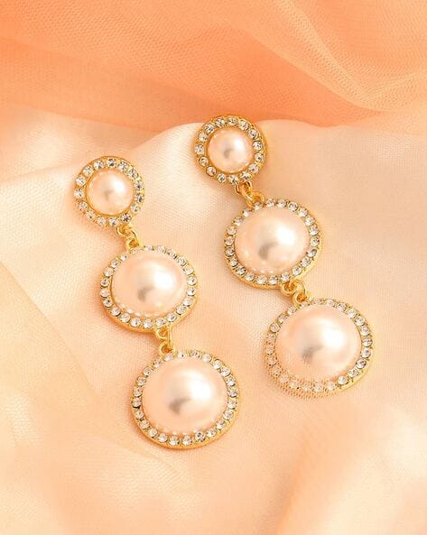 Pearl Statement Earrings - Fortuna - Silver & Gold – Honey Willow -  handmade jewellery