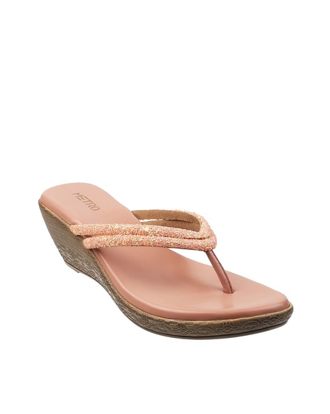 Metro solid peach online sandals