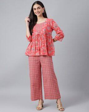 negen Floral Print Top & Palazzos Set-picture-7