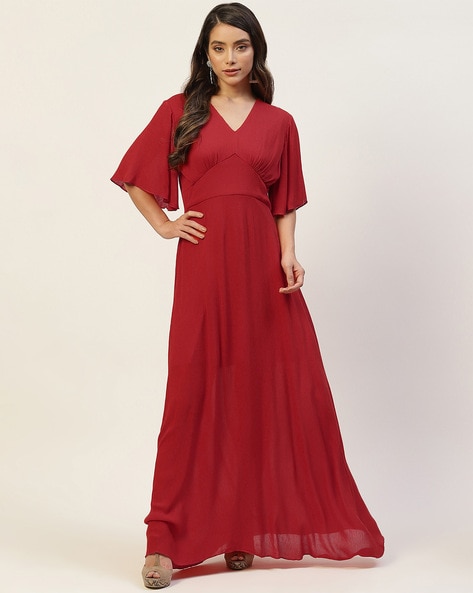 Buy Geisha Designs Embellished V-Neck Gown Dress | Metallic Color Women |  AJIO LUXE