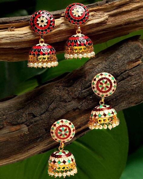 Yellow Color Jhumka for Saree | FashionCrab.com | Jhumka earrings, Jhumka,  Bold statement jewelry