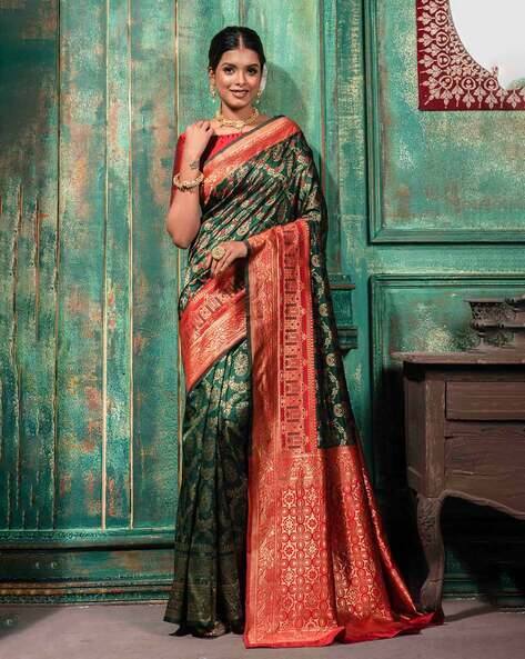 LILOTS Floral Pattern Banarasi Silk Saree