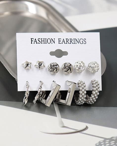 Buy Silver Toned Earrings for Women by Jewels galaxy Online