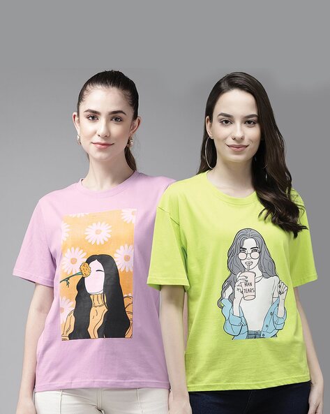 Buy Green & Lavender Tshirts for Women by The Dry State Online