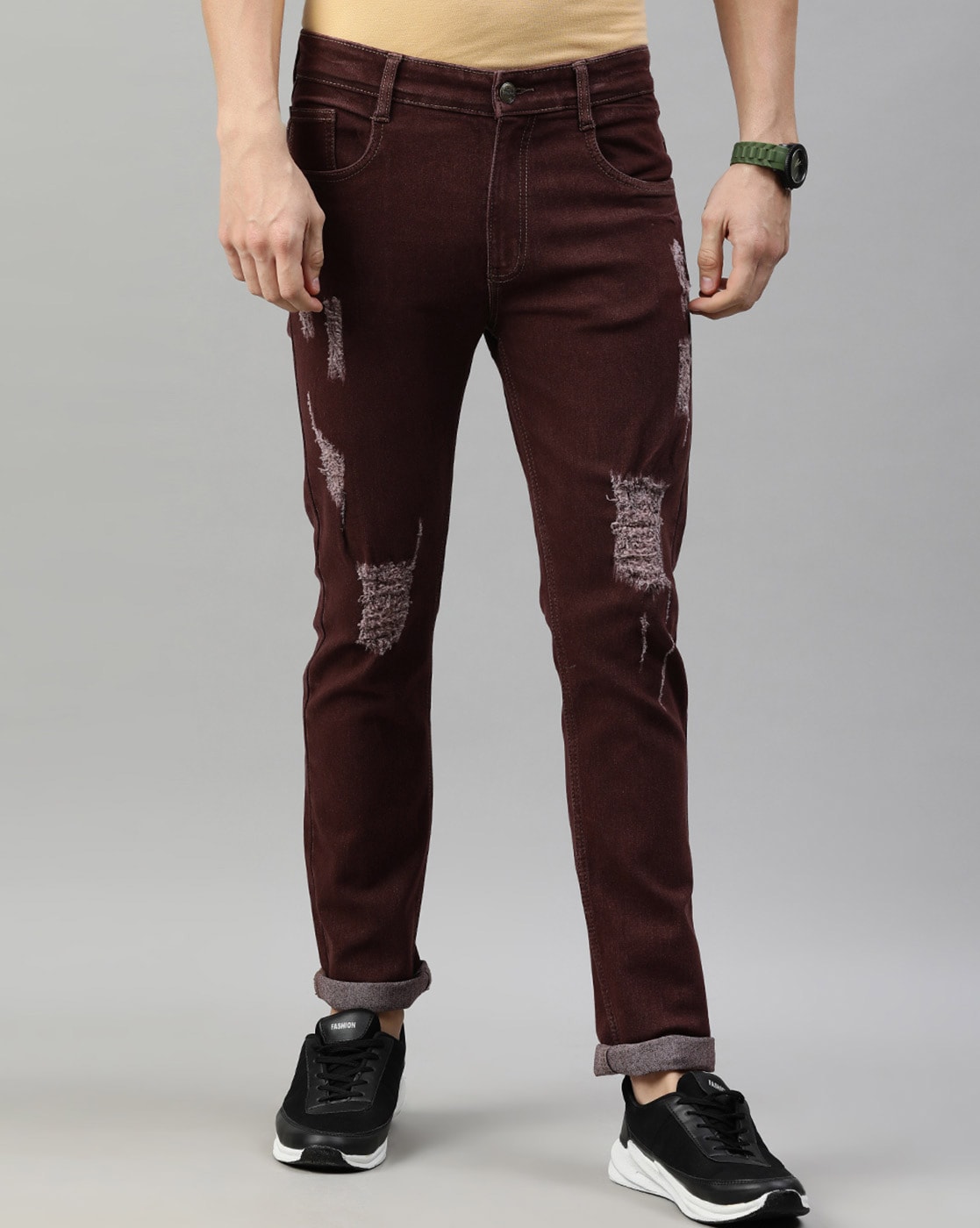 Buy Being Human Brown Mid Rise Solid Jeans for Men Online @ Tata CLiQ